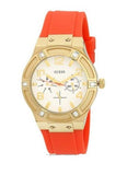 Guess Jet Setter Golden Dial Orange Rubber Watch For Women - W0564L2 Authentic Buy Shop Now