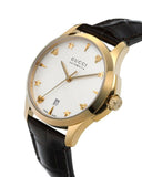 Gucci G Timeless Silver Dial Brown Leather Strap Watch for Men - YA126470 Authentic Buy Shop Now