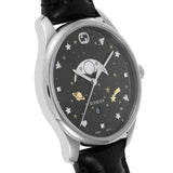 Gucci G-Timeless Moonphase Black Dial Black Leather Strap Watch For Men - YA126327 Authentic Buy Shop Now