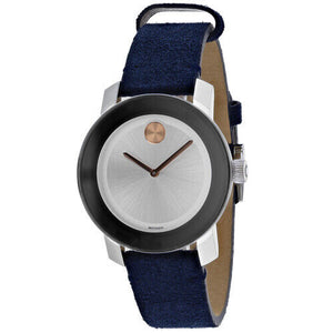 Movado Bold Silver Dial Blue Leather Strap Watch for Women - 3600446 Authentic Buy Shop Now