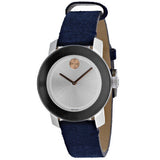 Movado Bold Silver Dial Blue Leather Strap Watch for Women - 3600446 Authentic Buy Shop Now