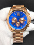 Michael Kors Bradshaw Quartz Blue Dial Rose Gold Steel Strap Watch For Women - MK5951 Authentic Buy Shop Now