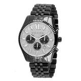 Michael Kors Lexington Chronograph Crystals Silver Dial Black Steel Strap Watch for Men - MK8605 Authentic Buy Shop Now