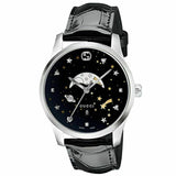 Gucci G-Timeless Moonphase Black Dial Black Leather Strap Watch For Men - YA126327 Authentic Buy Shop Now