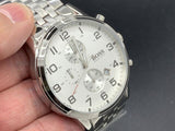 Hugo Boss Aeroliner Chronograph Quartz White Dial Silver Steel Strap Watch For Men - HB1512445 Authentic Buy Shop Now