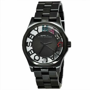 Marc Jacobs Henry Skeleton Black Dial Black Steel Strap Watch for Women - MBM3265 Authentic Buy Shop Now