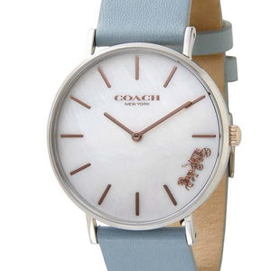Coach Perry Mother of Pearl White Dial Blue Leather Strap Watch for Women - 14503271 Authentic Buy Shop Now
