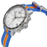 Tissot Quickster Chronograph NBA New York Kicks White Dial Multicolored Nato Strap Watch For Men - T095.417.17.037.06 Authentic Buy Shop Now