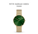 Daniel Wellington Petite Emerald Green Dial Gold Mesh Strap Watch For Women - DW00100481 Authentic Buy Shop Now