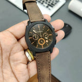 Fossil Machine Flight Chronograph Brown Dial Brown Leather Strap Watch for Men - FS4656 Authentic Buy Shop Now
