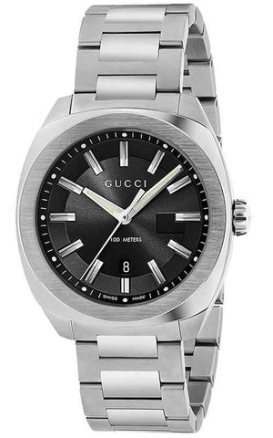 Gucci GG2570 Quartz Black Dial Silver Steel Strap Watch For Men - YA142301 Authentic Buy Shop Now