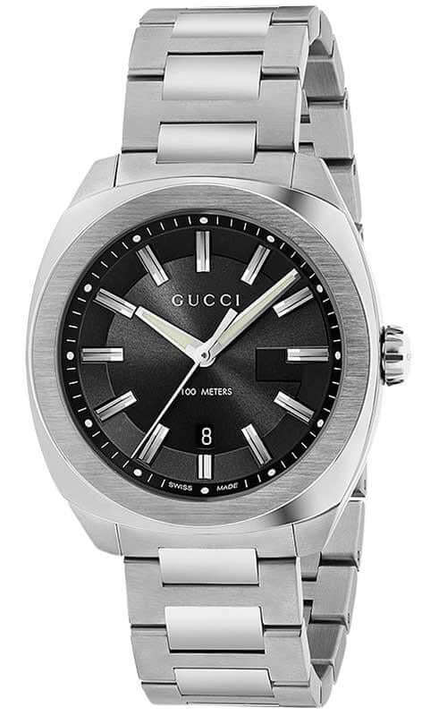 Gucci GG2570 Quartz Black Dial Silver Steel Strap Watch For Men - YA142301 Authentic Buy Shop Now