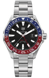 Tag Heuer Aquaracer GMT Caliber 7 Pepsi Black Dial Silver Steel Strap Watch for Men - WAY201F.BA0927 Authentic Buy Shop Now