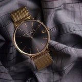 Coach Charles Black Dial Gold Mesh Bracelet Watch for Men - 14602440 Authentic Buy Shop Now