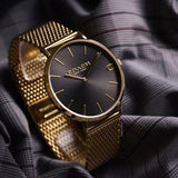 Coach Charles Black Dial Gold Mesh Bracelet Watch for Men - 14602440 Authentic Buy Shop Now