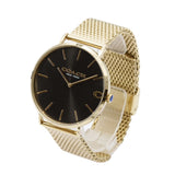 Coach Charles Black Dial Gold Mesh Bracelet Watch for Men - 14602440 Authentic Buy Shop Now