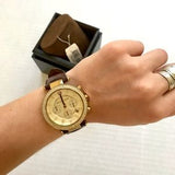 Michael Kors Parker Champagne Gold Dial Brown Leather Strap Watch for Women - MK2249 Authentic Buy Shop Now