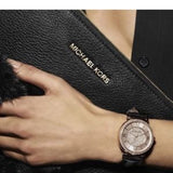 Michael Kors Catlin Rose Gold Crystal Dial Black Leather Strap Watch for Women - MK2376 Authentic Buy Shop Now