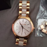 Michael Kors Slim Runway Rose Gold Dial Two Tone Steel Strap Watch for Women - MK4294 Authentic Buy Shop Now