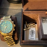 Michael Kors Runway Stop Hunger Blue Dial Gold Steel Strap Watch for Men - MK8315 Authentic Buy Shop Now