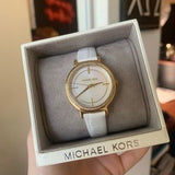 Michael Kors Cinthia Mother of Pearl Dial White Leather Strap Watch for Women - MK2662 Authentic Buy Shop Now