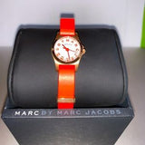 Marc Jacobs Henry Dinky White Dial Orange Leather Strap Watch for Women - MBM1236 Authentic Buy Shop Now