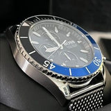 Hugo Boss Ocean Edition Black Dial Silver Mesh Strap Watch for Men - 1513742 Authentic Buy Shop Now