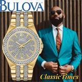 Bulova Crystal Collection Silver Dial Two Tone Steel Strap Watch for Men - 98K102 Authentic Buy Shop Now