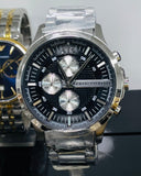 Armani Exchange Hampton Chronograph Black Dial Silver Steel Strap Watch For Men - AX2152 Authentic Buy Shop Now
