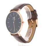 Daniel Wellington Bristol Black Dial Brown Leather Strap Watch For Men - DW00100125 Authentic Buy Shop Now