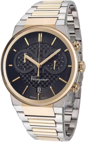 Salvatore Ferragamo F-80 Classic Black Dial Two Tone Steel Strap Watch for Men - SFME00921 Authentic Buy Shop Now