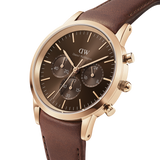 Daniel Wellington Iconic Chronograph St Mawes Brown Dial Brown Leather Strap Watch For Men - DW00100640 Authentic Buy Shop Now