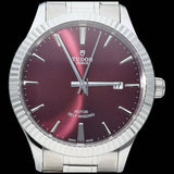Tudor Style Automatic Burgundy Red Dial Silver Steel Strap Watch for Men - M12710-0015 Authentic Buy Shop Now
