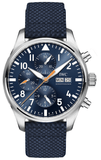IWC Pilot's Automatic Chronograph 43mm Blue Dial Blue Calfskin Strap Watch for Men - IW377729 Authentic Buy Shop Now