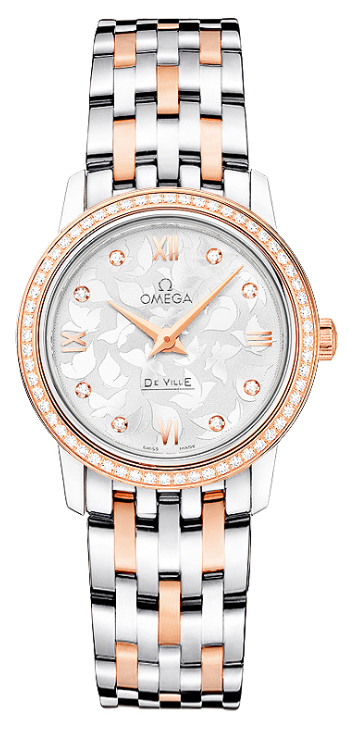 Omega De Ville Prestige Quartz Diamonds Silver Dial Two Tone Steel Strap Watch for Women - 424.25.27.60.52.001 Authentic Buy Shop Now