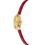 Versace Virtus Mini Quartz Gold Dial Red Leather Strap Watch For Women - VET300521 Authentic Buy Shop Now