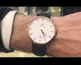 Daniel Wellington Classic Sheffield White Dial Black Leather Strap Watch For Men - DW00100084 Authentic Buy Shop Now