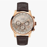 Guess Horizon Quartz Champagne Dial Brown Leather Strap Watch For Women - W0380G4 Authentic Buy Shop Now