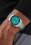 Seiko 5 Sports SKX Midi Automatic Teal Dial Silver Steel Strap Watch For Men - SRPK33K1 Authentic Buy Shop Now