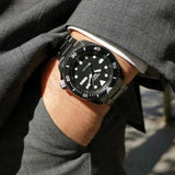 Seiko 5 Sports Automatic Black Dial Black Steel Strap Watch For Men - SRPD65K1 Authentic Buy Shop Now