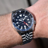 Seiko 5 Sports Automatic GMT Black Dial Silver Steel Strap Watch For Men - SSK001K1 Authentic Buy Shop Now