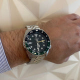 Seiko 5 Sports SKX GMT Automatic Green Dial Silver Steel Strap Watch For Men - SSK035K1 Authentic Buy Shop Now
