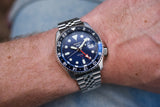 Seiko 5 Sports GMT SKX Automatic Blueberry Dial Silver Steel Strap Watch For Men - SSK003K1 Authentic Buy Shop Now