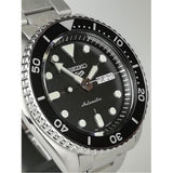 Seiko 5 Sports Automatic Day Date Black Dial Silver Steel Strap Watch for Men - SRPD55K1 Authentic Buy Shop Now