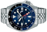 Seiko 5 Sports GMT SKX Automatic Blueberry Dial Silver Steel Strap Watch For Men - SSK003K1 Authentic Buy Shop Now