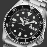 Seiko 5 Sports SKX Automatic Black Dial Silver Steel Strap Watch For Men - SRPK29K1 Authentic Buy Shop Now