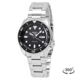 Seiko 5 Sports Automatic Day Date Black Dial Silver Steel Strap Watch for Men - SRPD55K1 Authentic Buy Shop Now