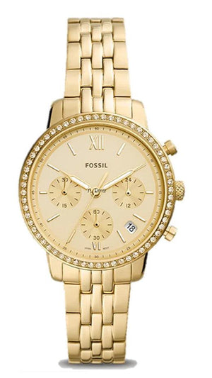 Fossil Neutra Chronograph Gold Dial Gold Steel Strap Watch for Women - ES5219 Authentic Buy Shop Now