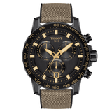 Tissot Supersport Chrono Black Dial Beige Nylon Strap Watch For Men - T125.617.37.051.01 Authentic Buy Shop Now