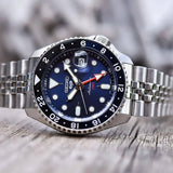 Seiko 5 Sports GMT SKX Automatic Blueberry Dial Silver Steel Strap Watch For Men - SSK003K1 Authentic Buy Shop Now